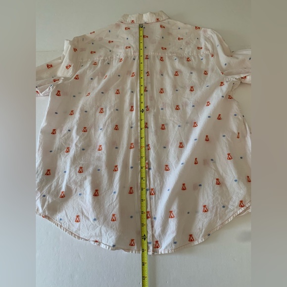 Anthropologie Maeve Miette Teepee Button Down Shirt Size 10 Long Sleeve Pleated - Picture 9 of 9